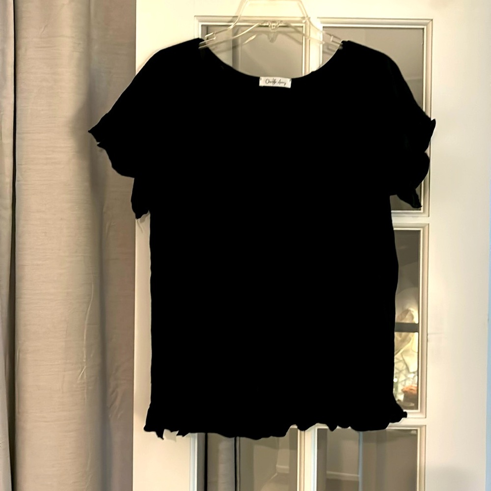 Charlotte Avery Black Ruffle Tee